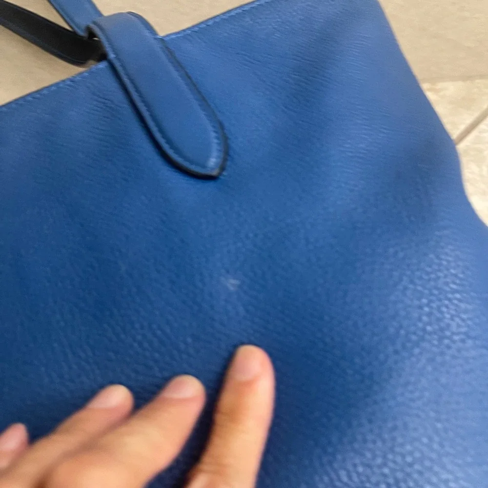 Coach Cobalt Blue Pebbled Leather Tote Bag Large Shoulder Bag  no hang tag